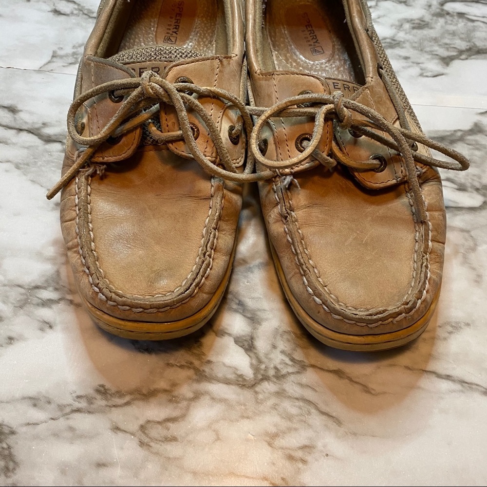 Sperry Top-Sider Leather Boat Shoe Women 8.5 Brown Classic Preppy Coastal Loafer